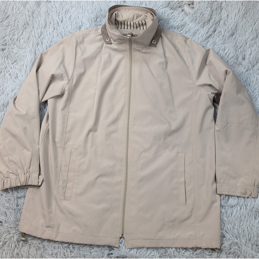 Liz Claiborne Jacket Womens L Biege Coat Pockets Zip Up Lizwear Lightweight